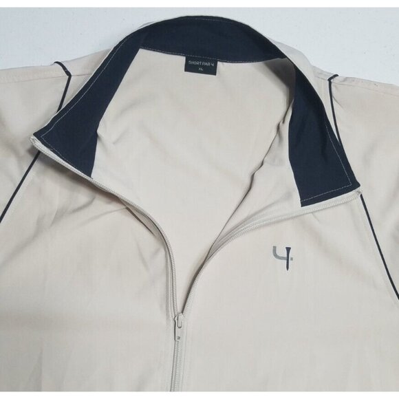 Golf Jacket Short Par 4 Full Zip Tan Lightweight Sport Pockets Men's Size XL - Picture 3 of 15